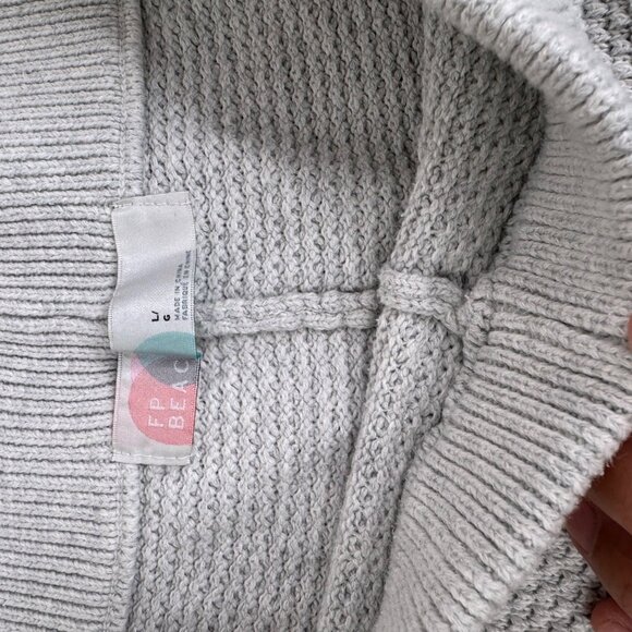 Free People Beach Hailee Heather Light Gray Waffle Knit Set Women's size Lg - Picture 10 of 14